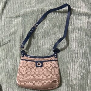 Coach Blue and Tan Crossbody Bag